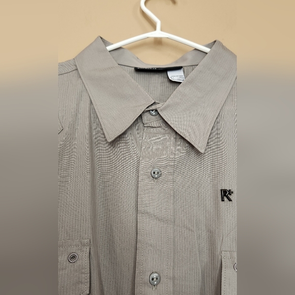 NWT Rocawear button down short sleeve grey With Pinstripes shirt 2 pockets 3XL - Picture 9 of 16